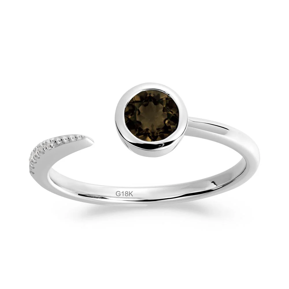Bezel Set Round Smoky Quartz Open Ring - Image 9