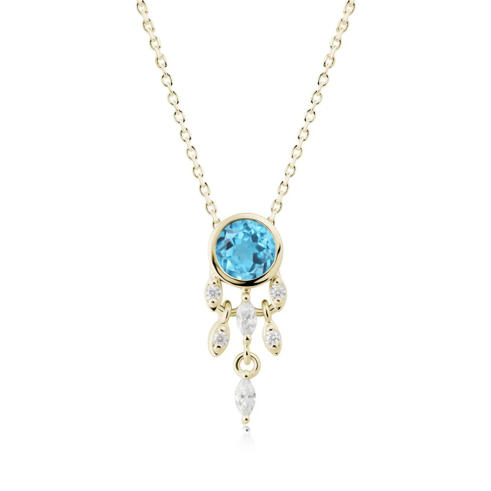 Bezel Set Round Swiss Blue Topaz Pendant - Image 3