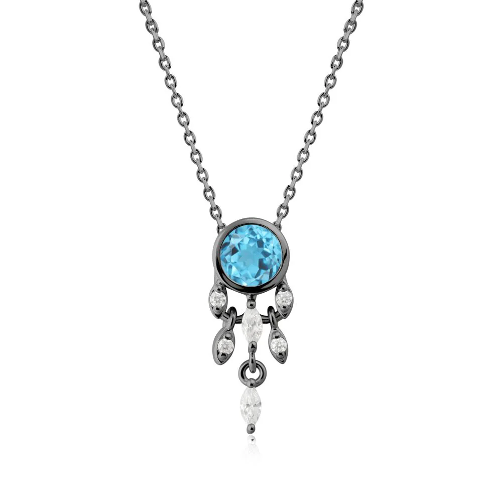 Bezel Set Round Swiss Blue Topaz Pendant - Image 5