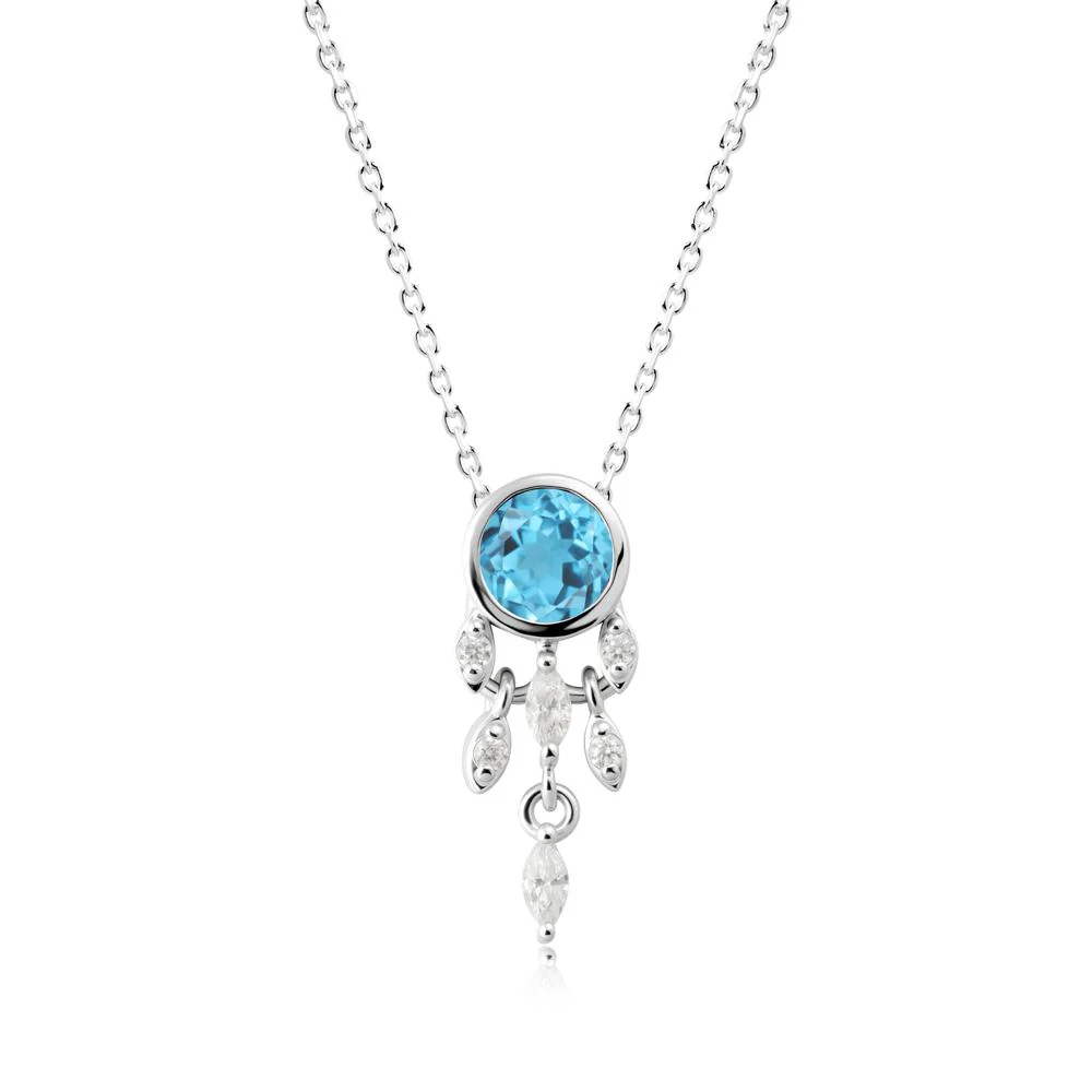 Bezel Set Round Swiss Blue Topaz Pendant - Image 8