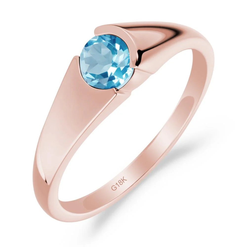 Bezel Set Round Swiss Blue Topaz Solitaire Ring - Image 7