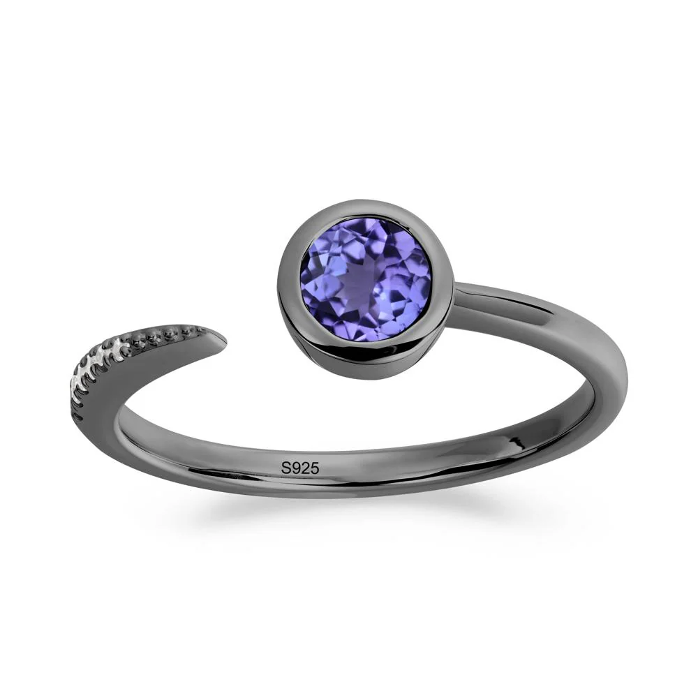 Bezel Set Round Tanzanite Open Ring - Image 5