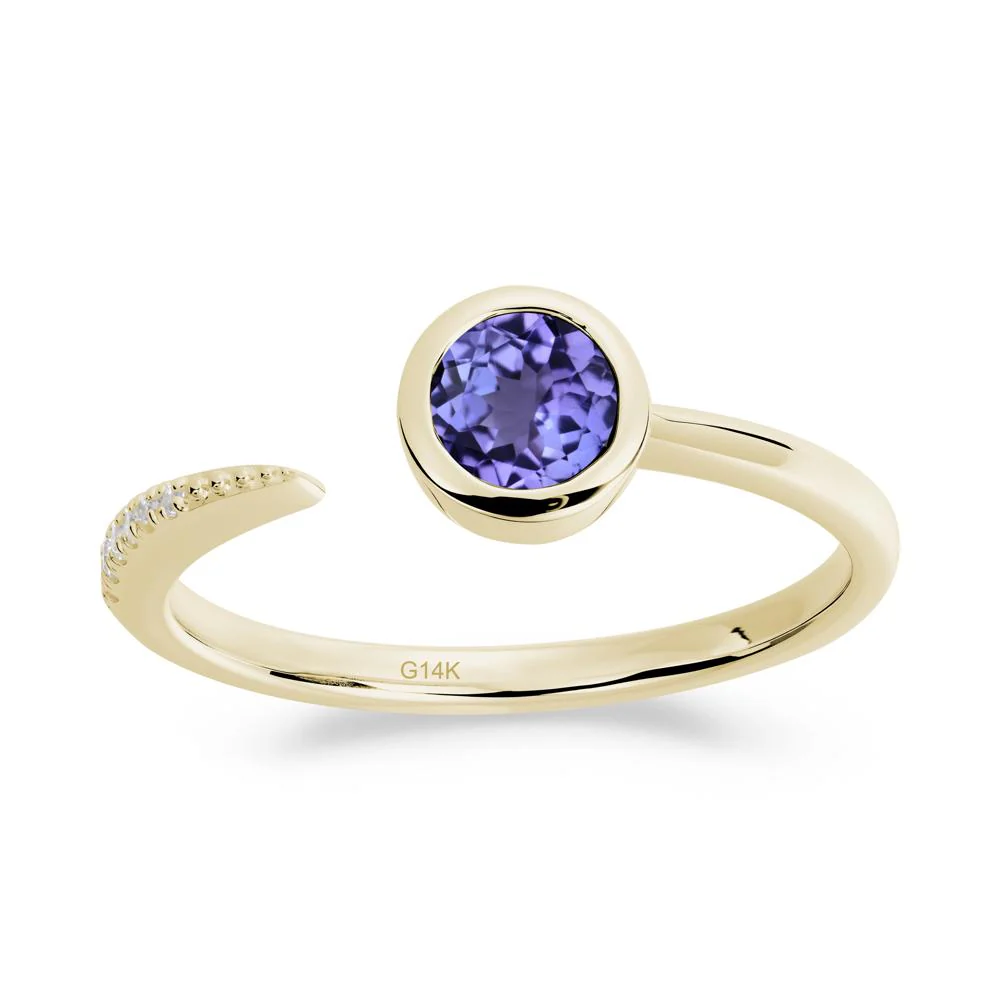 Bezel Set Round Tanzanite Open Ring - Image 6