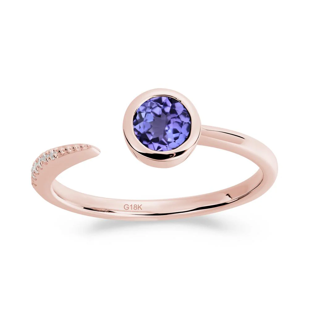 Bezel Set Round Tanzanite Open Ring - Image 8