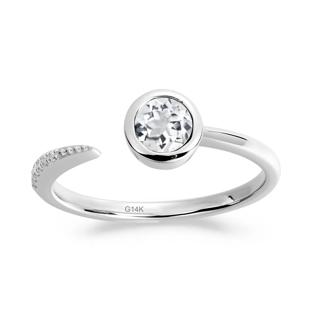 Bezel Set Round White Topaz Open Ring - Image 2