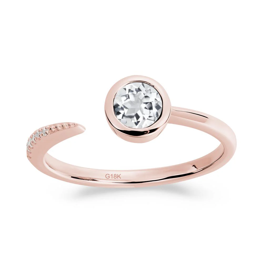 Bezel Set Round White Topaz Open Ring - Image 7