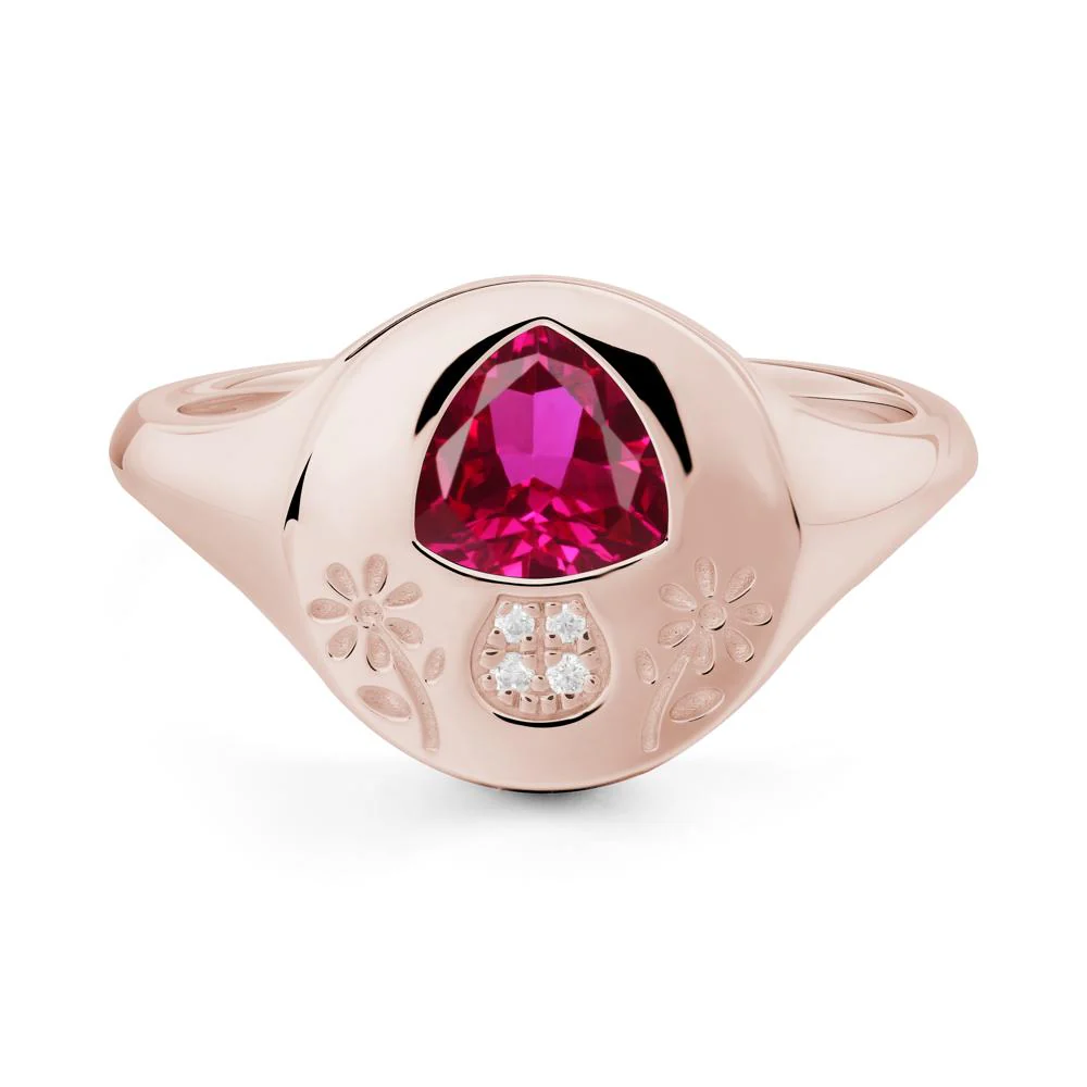 Bezel Set Ruby Signet Ring - Image 2