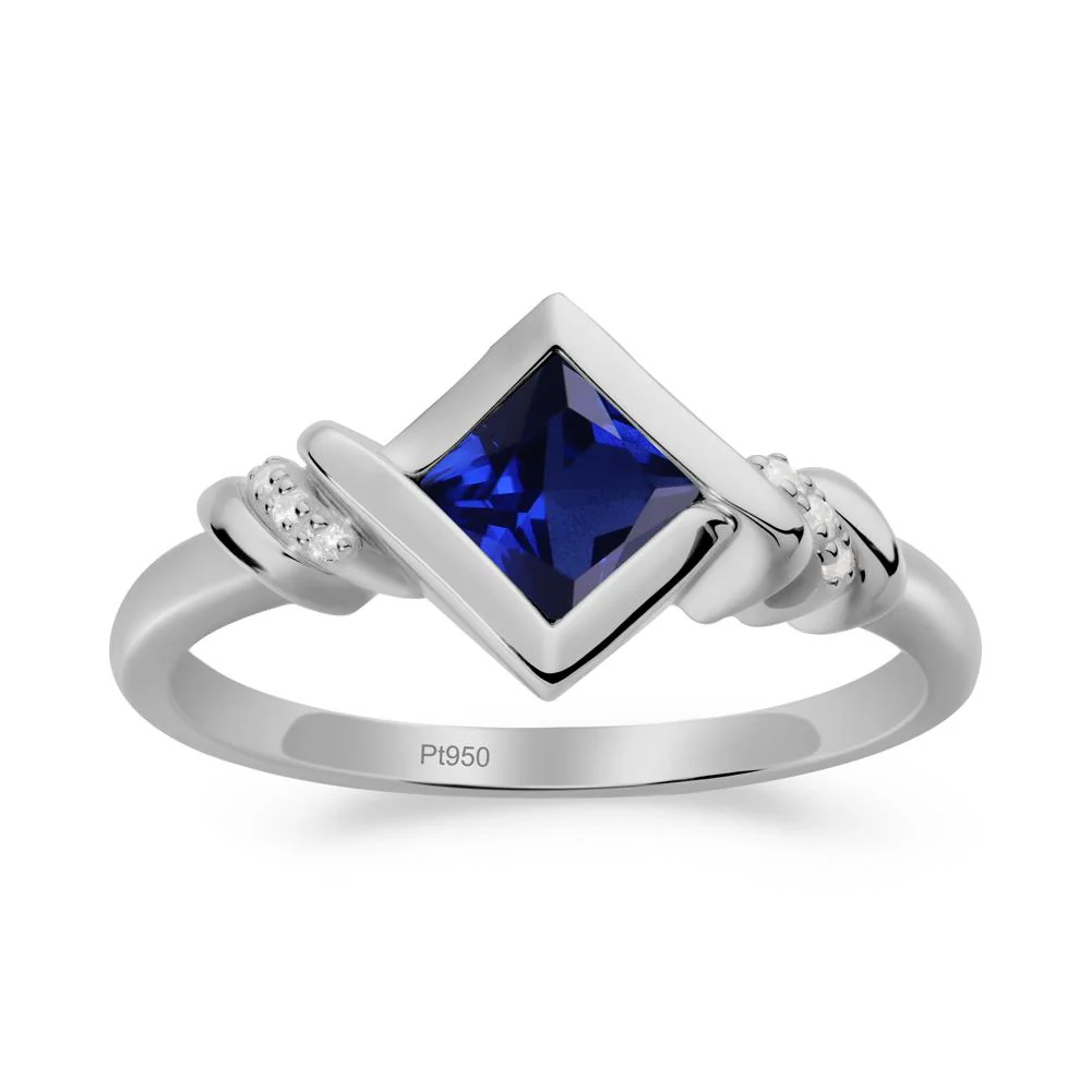 Bezel Set Sapphire Ring with Twisted Shank - Image 2