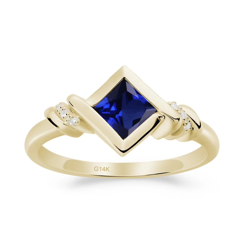 Bezel Set Sapphire Ring with Twisted Shank - Image 5