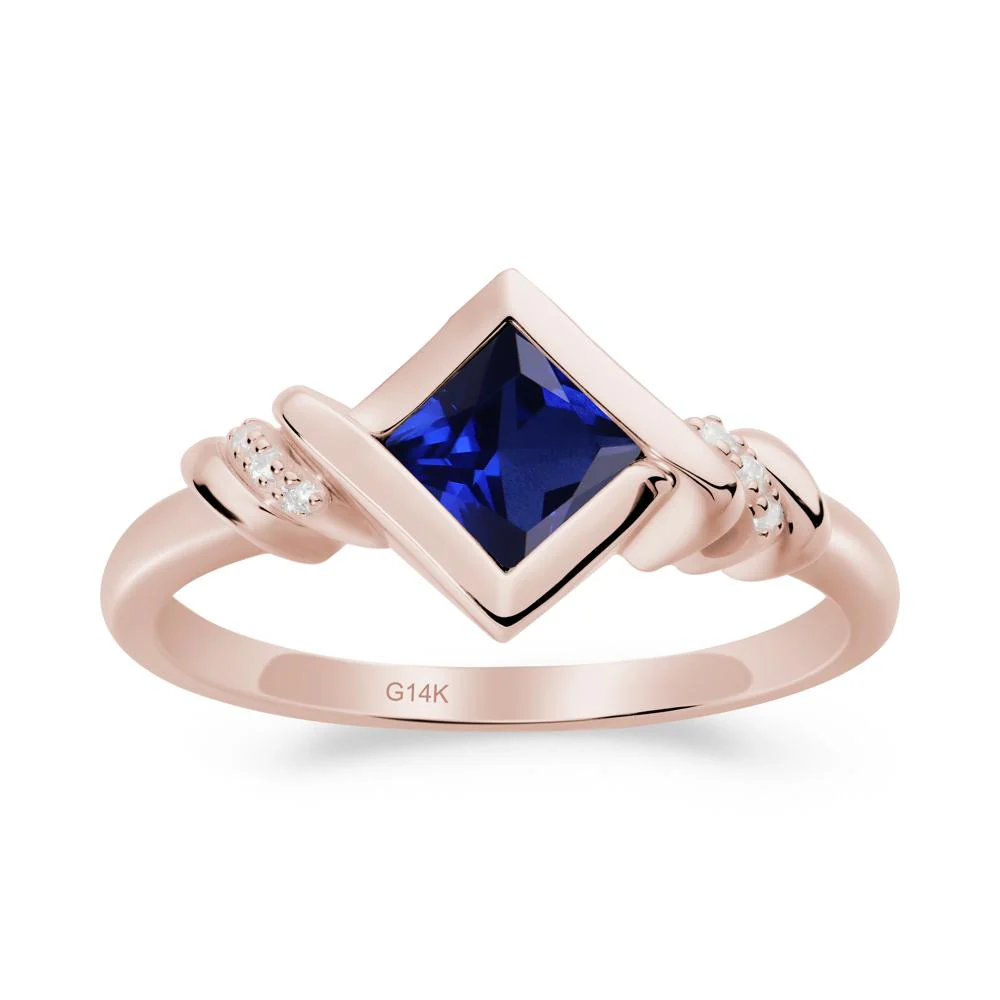 Bezel Set Sapphire Ring with Twisted Shank - Image 7