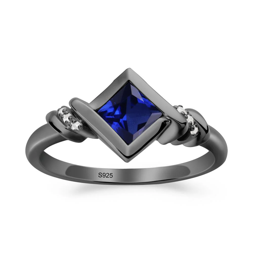 Bezel Set Sapphire Ring with Twisted Shank - Image 8