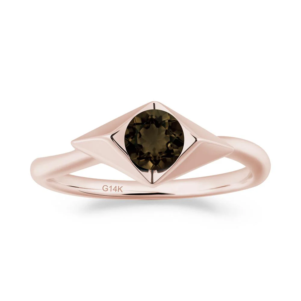 Bezel Set Smoky Quartz Ring with Twisted Band - Image 2