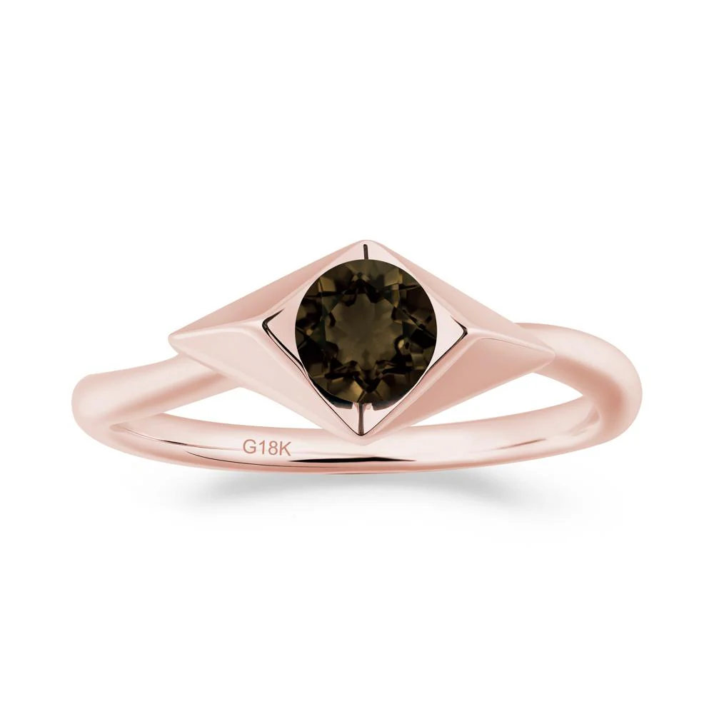 Bezel Set Smoky Quartz Ring with Twisted Band - Image 3