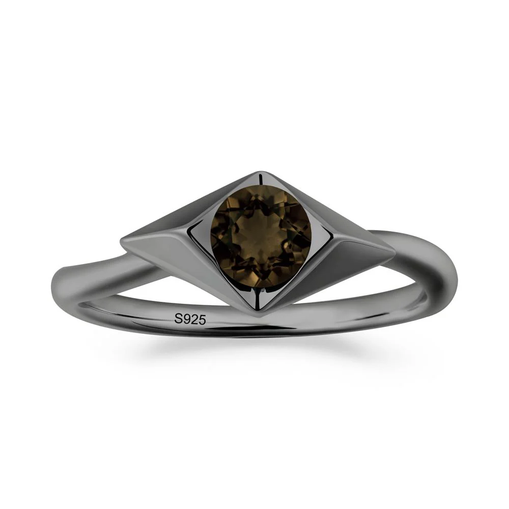 Bezel Set Smoky Quartz Ring with Twisted Band - Image 5