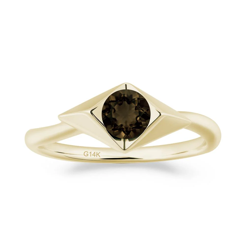 Bezel Set Smoky Quartz Ring with Twisted Band - Image 9