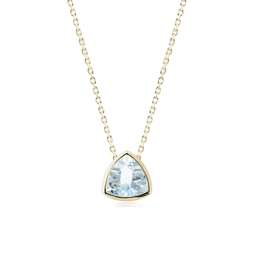 Bezel Set Trillion-Cut Aquamarine Necklace