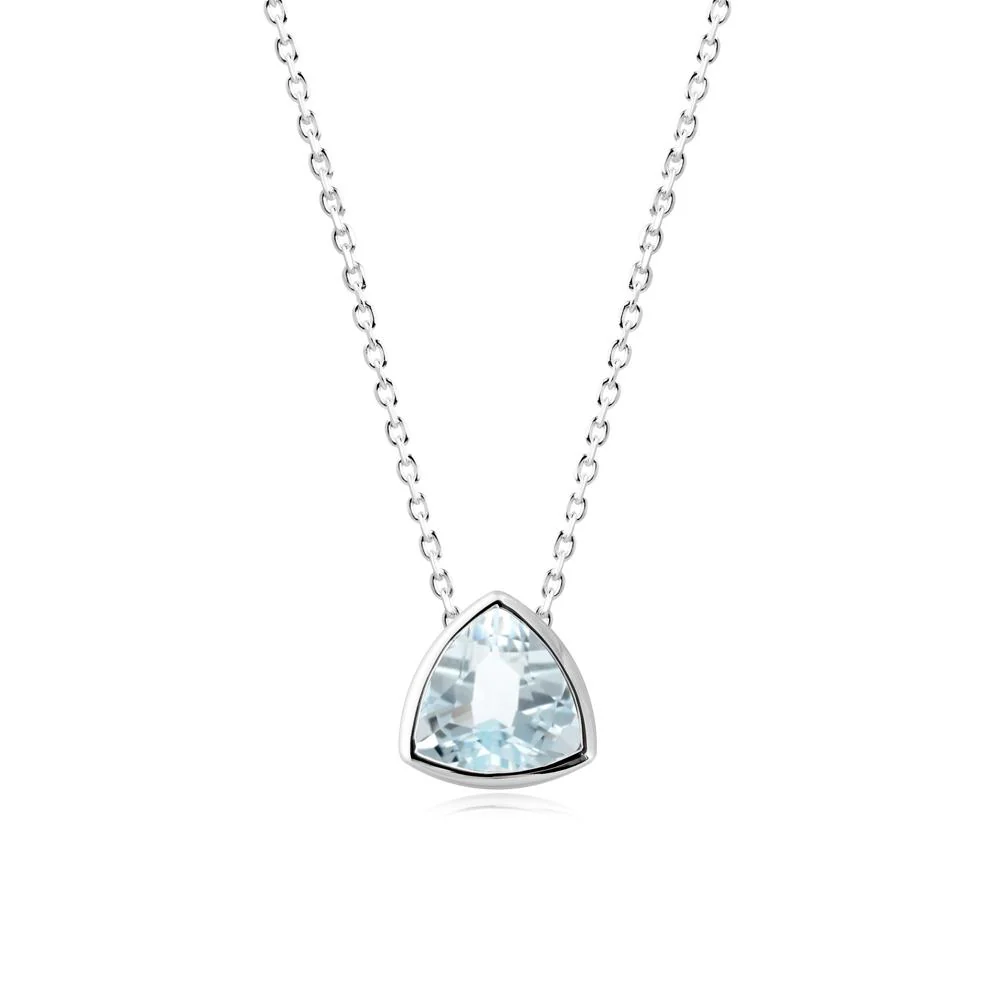 Bezel Set Trillion-Cut Aquamarine Necklace - Image 6
