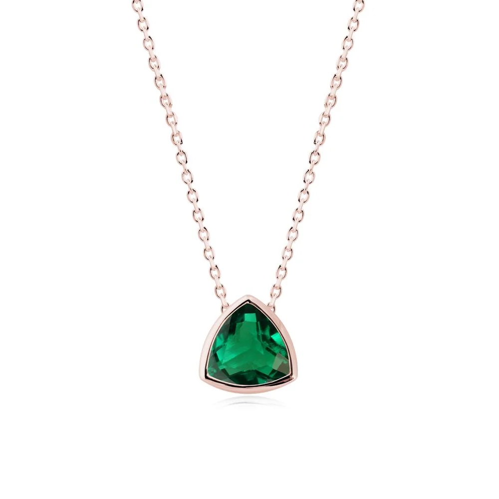 Bezel Set Trillion-Cut Emerald Necklace - Image 5
