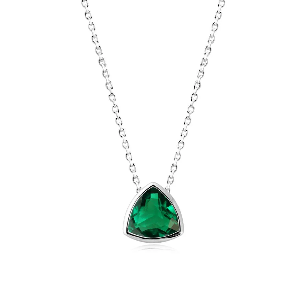 Bezel Set Trillion-Cut Emerald Necklace - Image 7