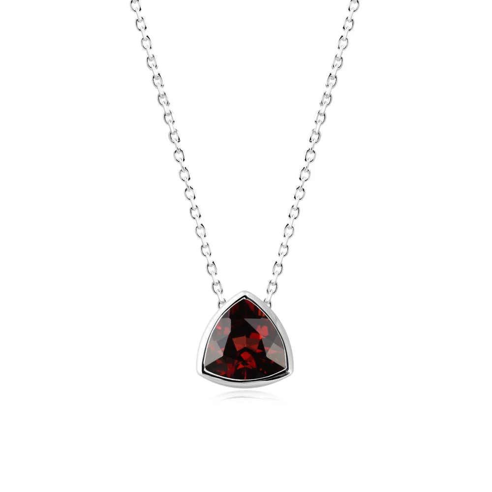 Bezel Set Trillion-Cut Garnet Necklace