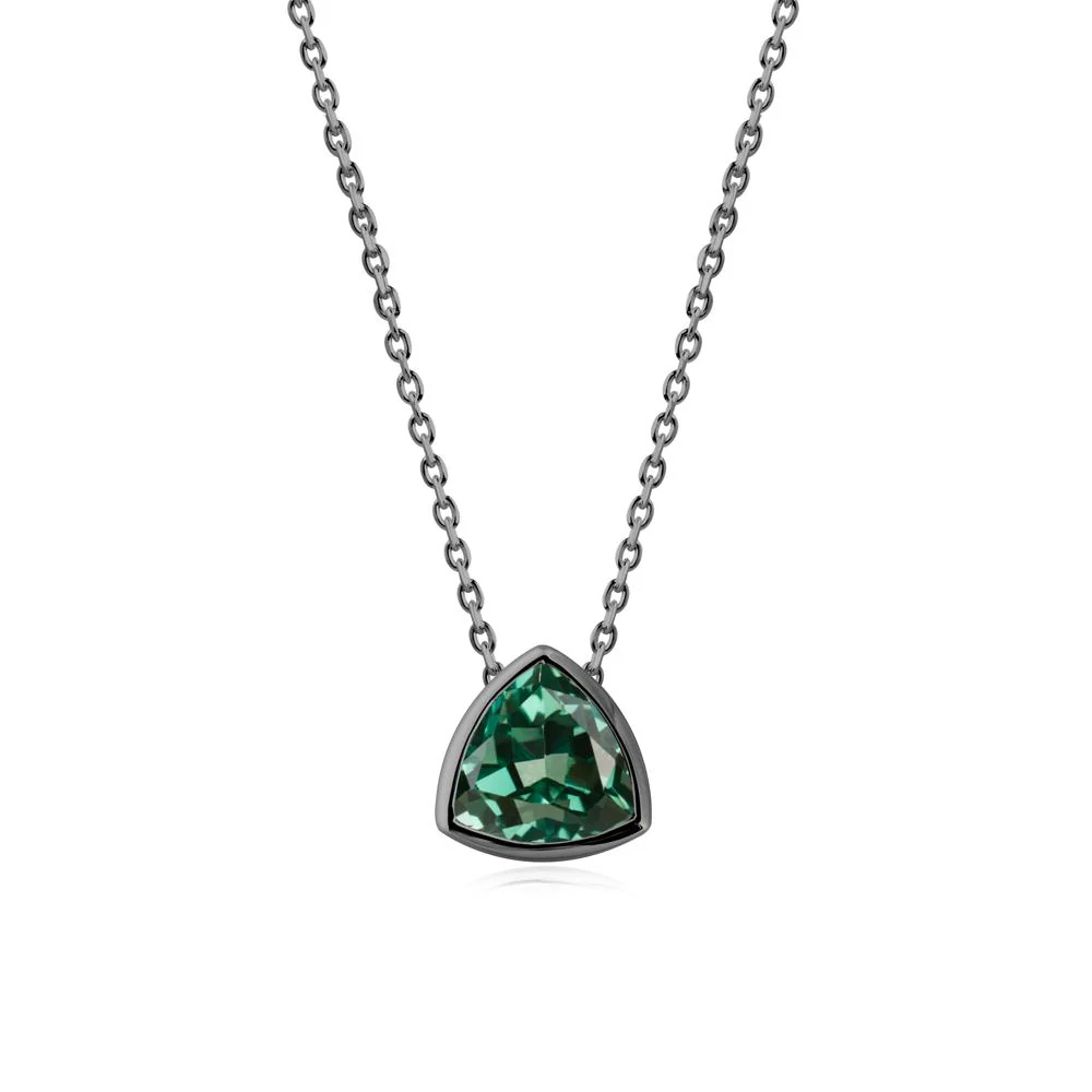 Bezel Set Trillion-Cut Green Sapphire Necklace - Image 2