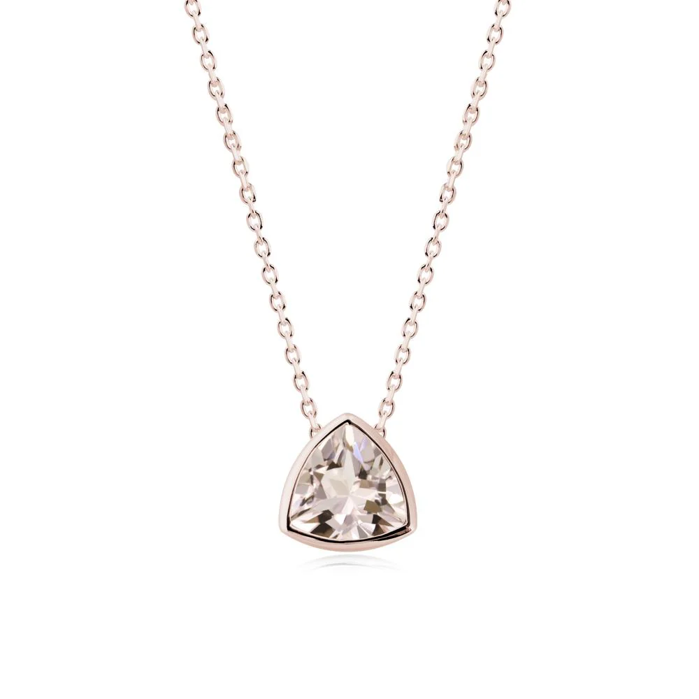 Bezel Set Trillion-Cut Morganite Necklace - Image 4