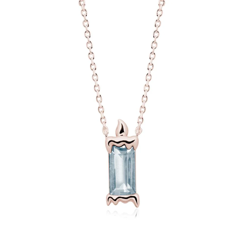 Bezel Setting Baguette Aquamarine Necklace - Image 2