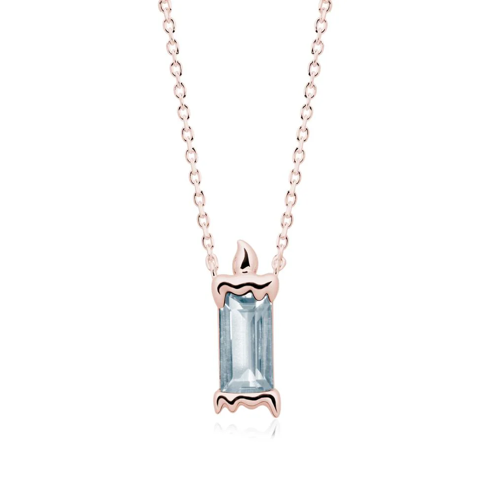 Bezel Setting Baguette Aquamarine Necklace - Image 5