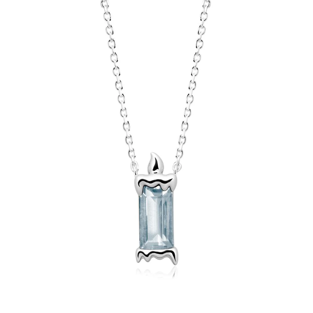 Bezel Setting Baguette Aquamarine Necklace - Image 6