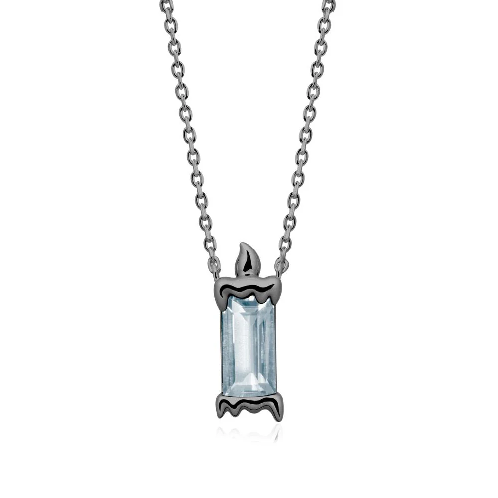 Bezel Setting Baguette Aquamarine Necklace - Image 8