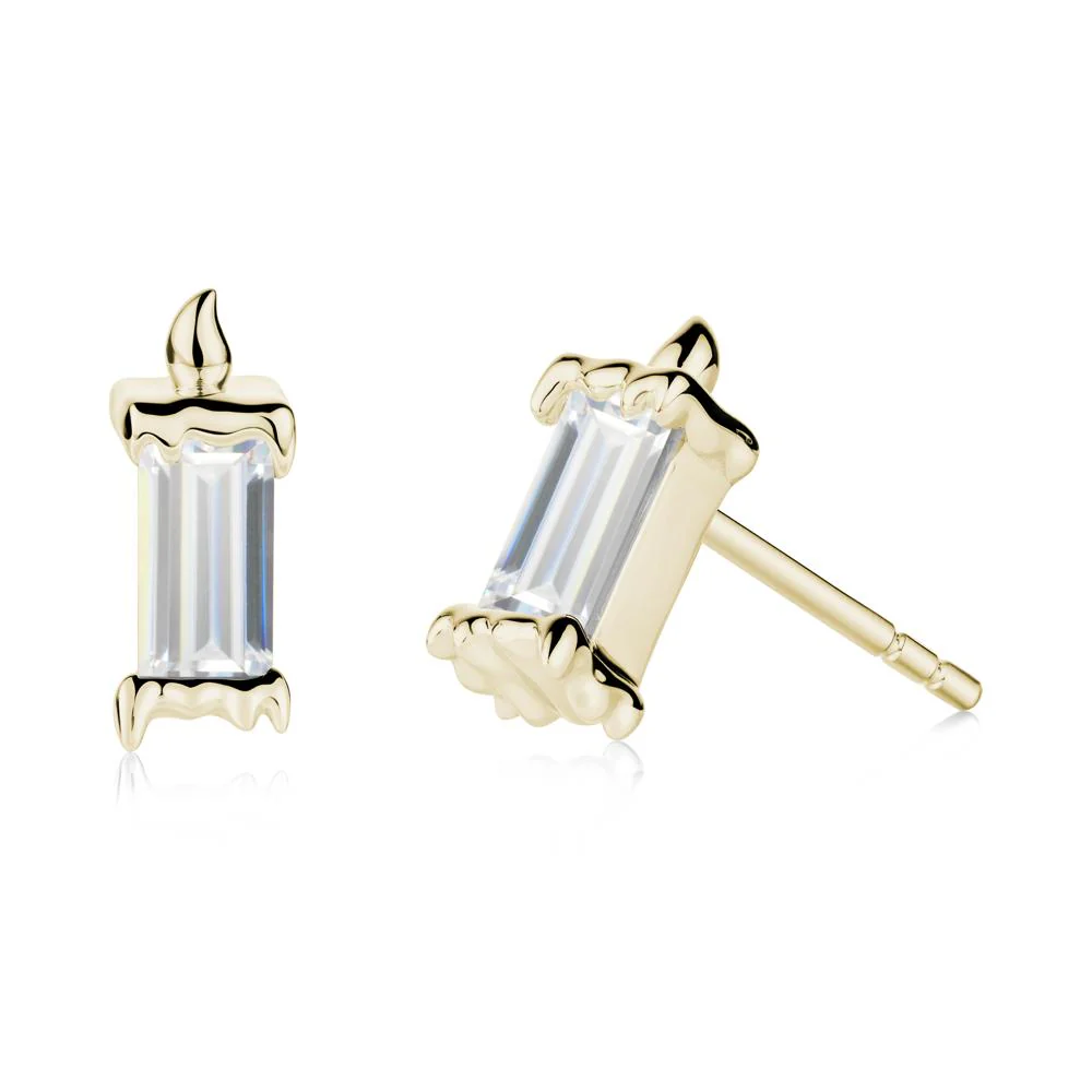 Bezel Setting Baguette Cubic Zirconia Stud Earrings
