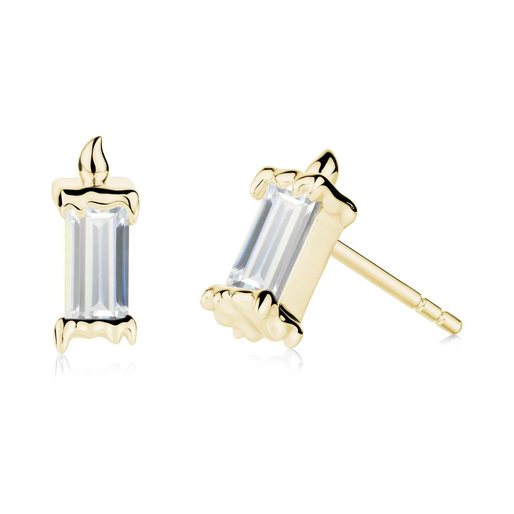 Bezel Setting Baguette Cubic Zirconia Stud Earrings - Image 6