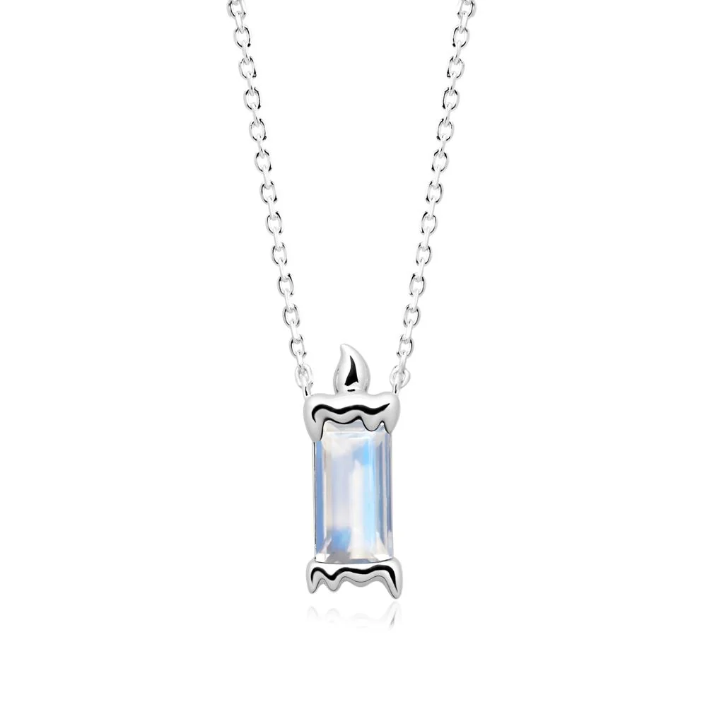 Bezel Setting Baguette Moonstone Necklace - Image 6
