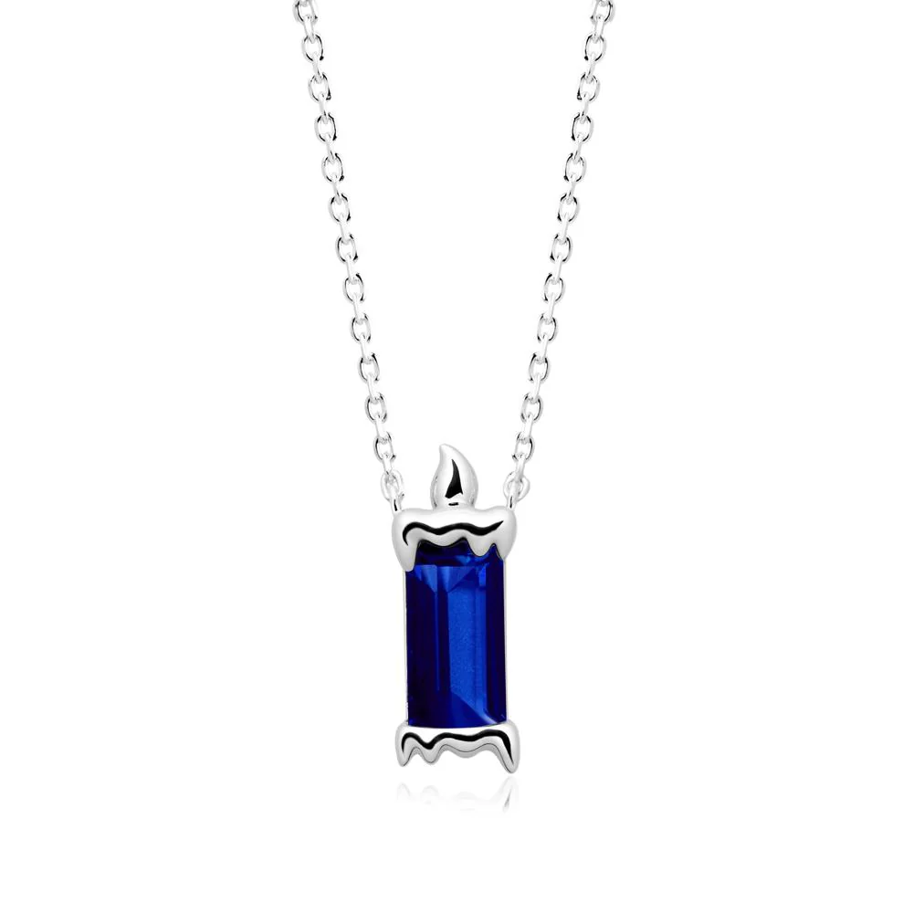 Bezel Setting Baguette Sapphire Necklace - Image 6