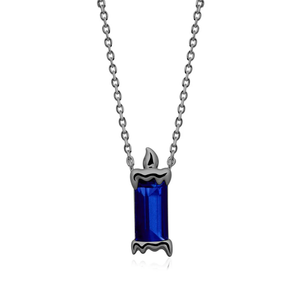 Bezel Setting Baguette Sapphire Necklace - Image 8