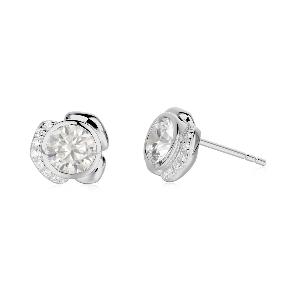 Bezel Setting Cubic Zirconia Stud Earrings