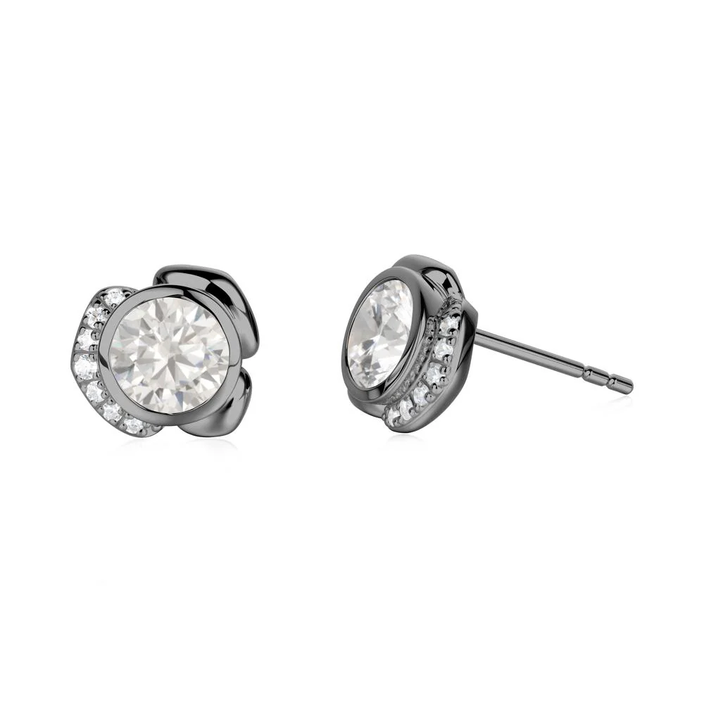Bezel Setting Cubic Zirconia Stud Earrings - Image 2