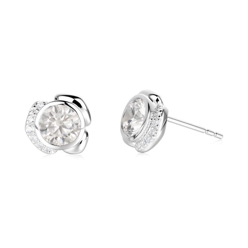Bezel Setting Cubic Zirconia Stud Earrings - Image 4