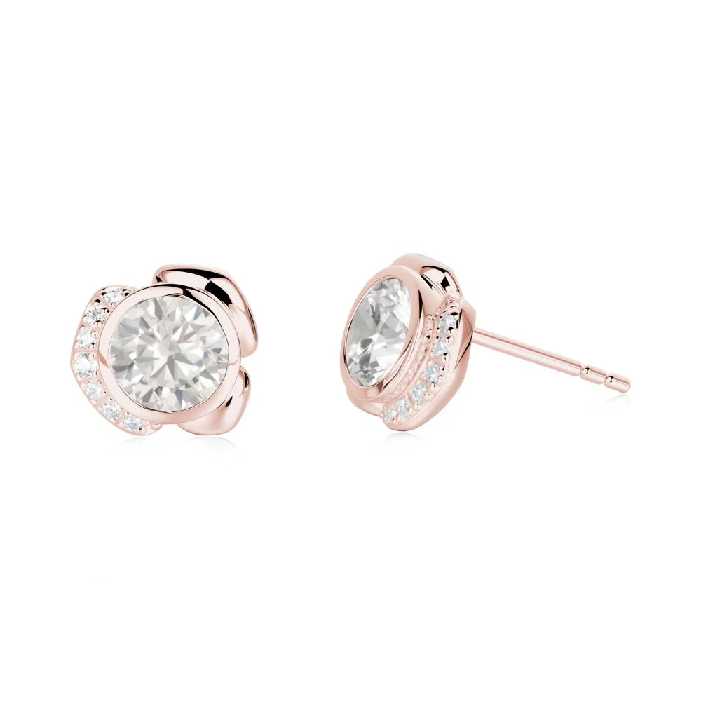 Bezel Setting Cubic Zirconia Stud Earrings - Image 6