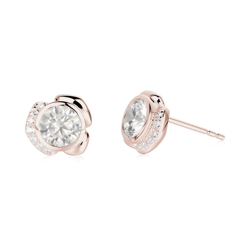 Bezel Setting Cubic Zirconia Stud Earrings - Image 8