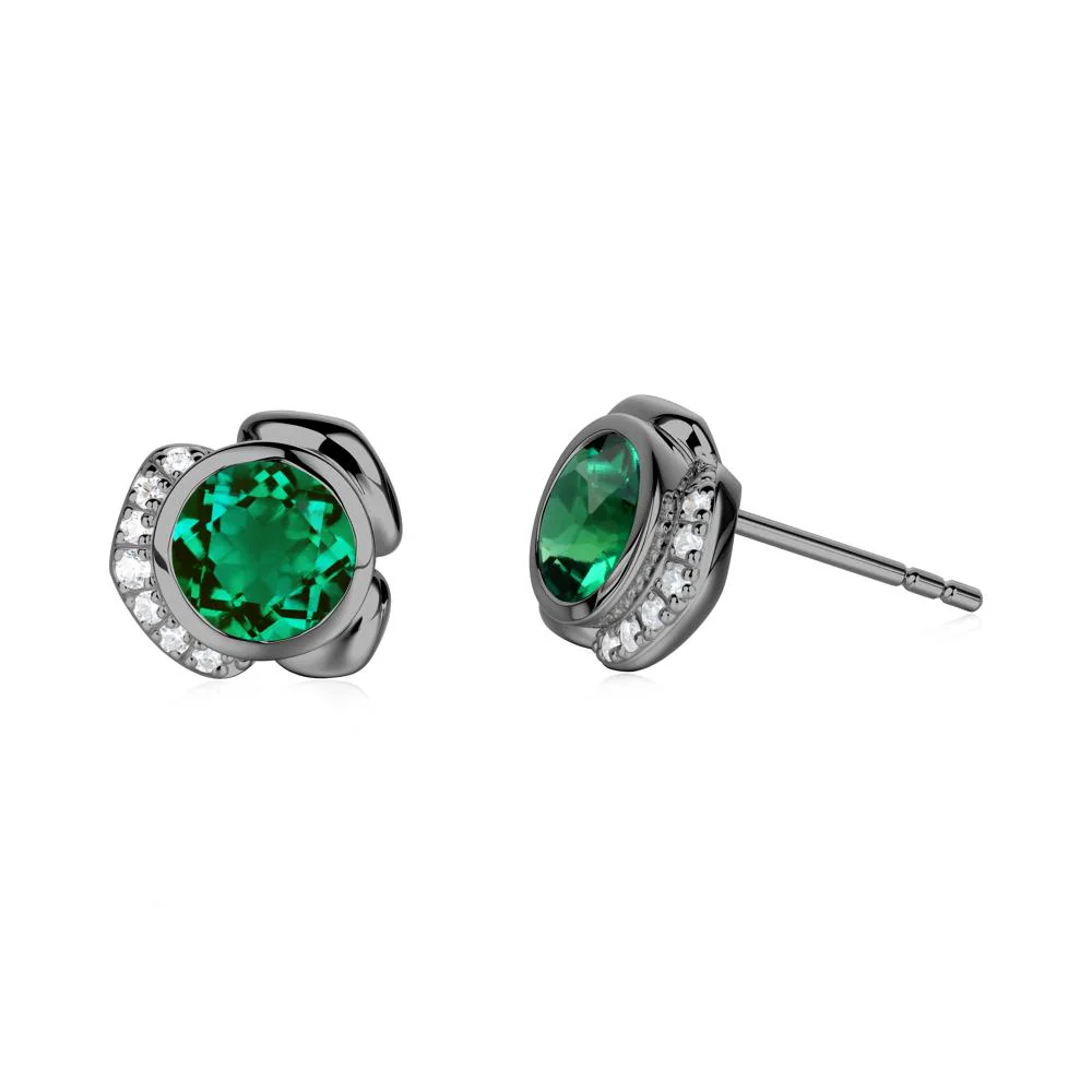 Bezel Setting Emerald Stud Earrings