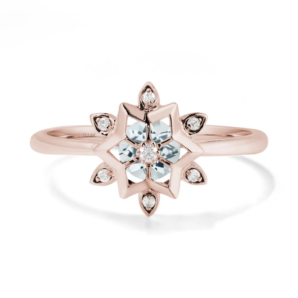 Bezel Setting Flower Aquamarine Ring - Image 2