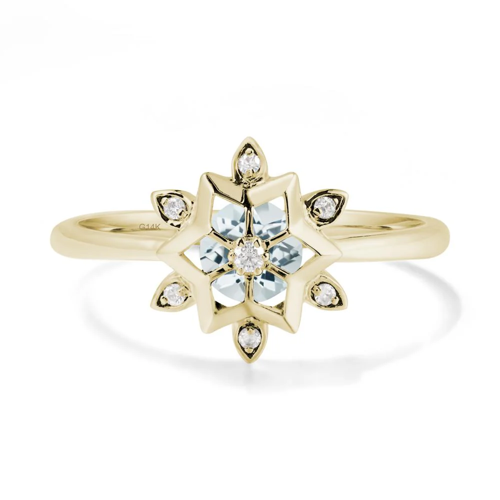 Bezel Setting Flower Aquamarine Ring - Image 3