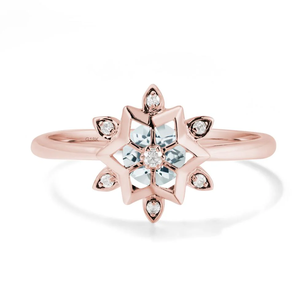 Bezel Setting Flower Aquamarine Ring - Image 4