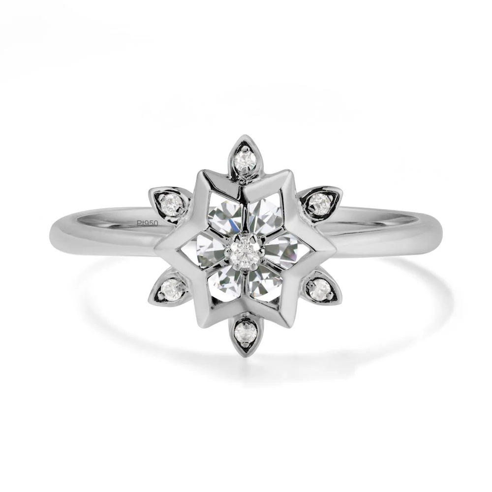 Bezel Setting Flower Cubic Zirconia Ring - Image 8