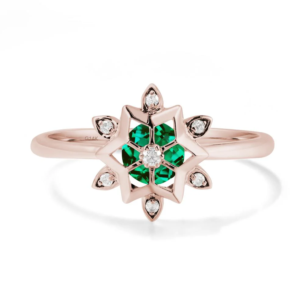 Bezel Setting Flower Emerald Ring - Image 2