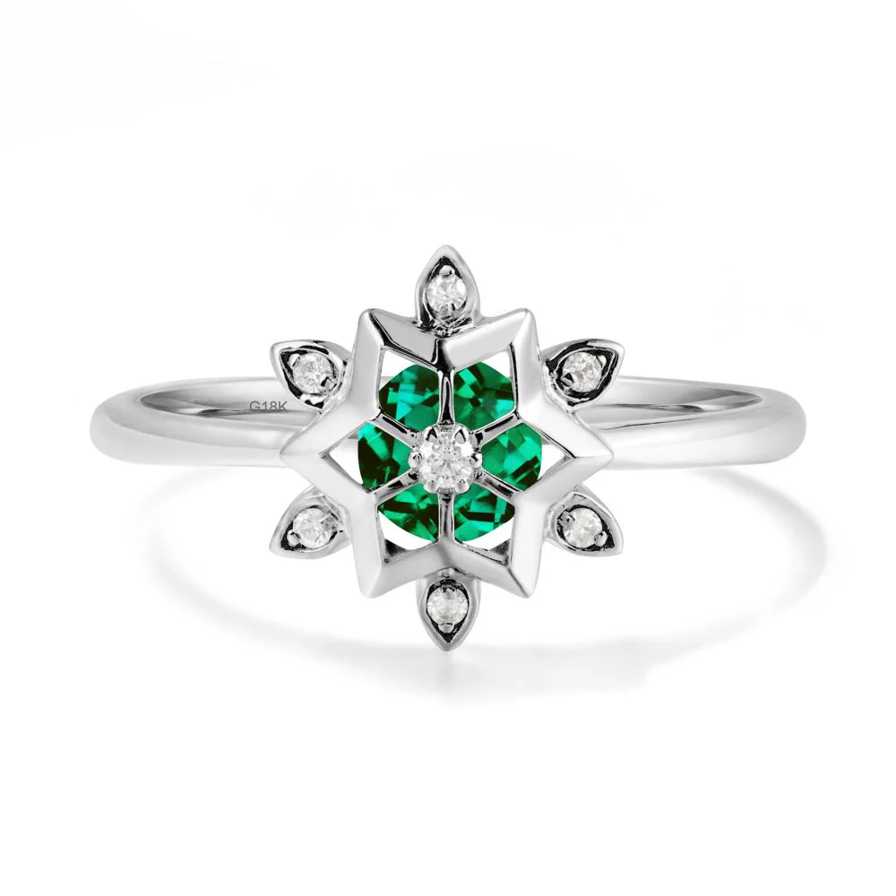 Bezel Setting Flower Emerald Ring - Image 6