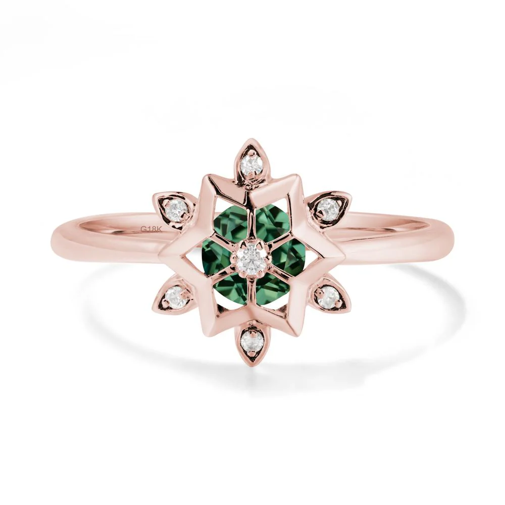 Bezel Setting Flower Green Sapphire Ring - Image 4
