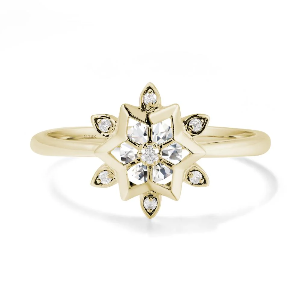 Bezel Setting Flower Moissanite Ring