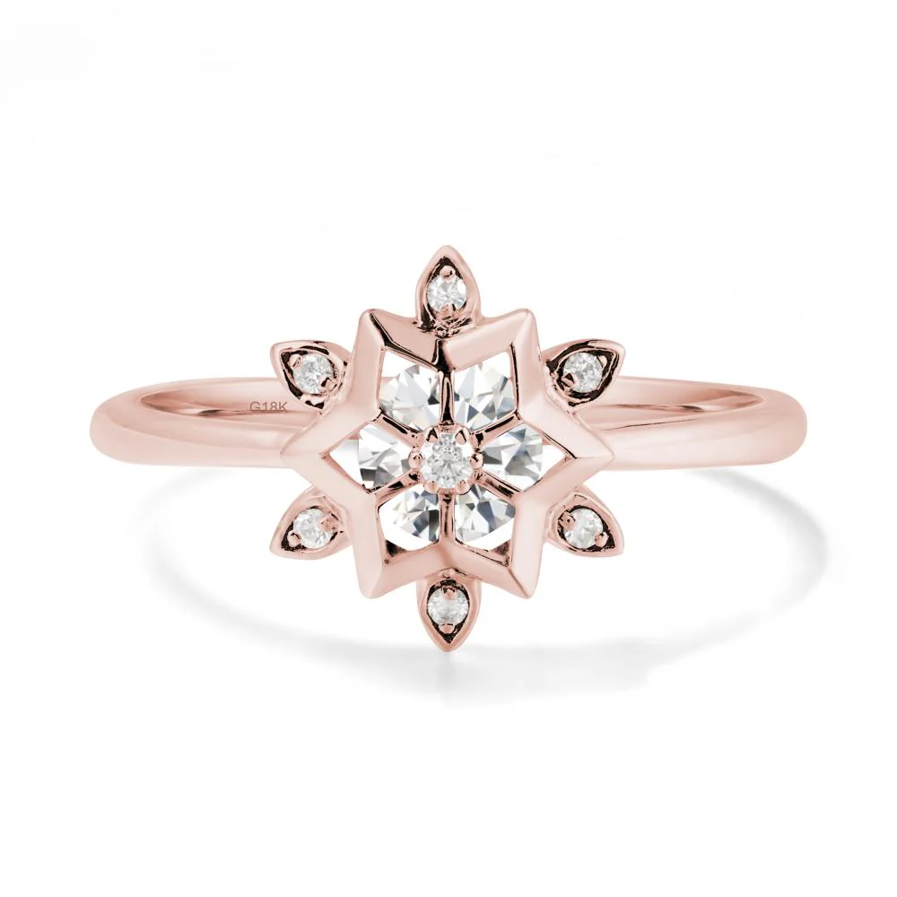 Bezel Setting Flower Moissanite Ring - Image 4
